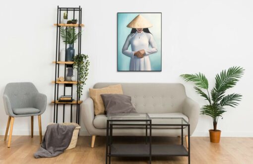 Vietnamese Lady in Traditional Dress Ao Dai wall frame