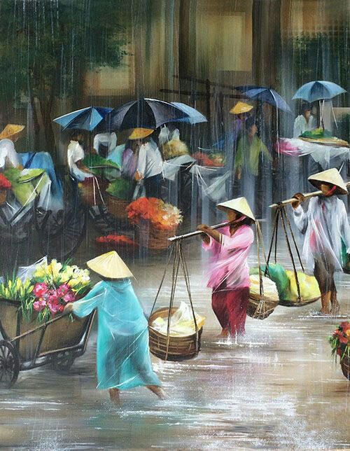 Vietnamese Market Ladies under the rain 1