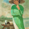 Young Woman With A Conical Hat By The River - Mai Trung Thu