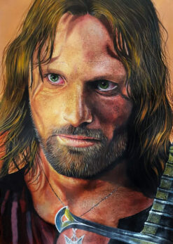 Behold the legendary moment in a handmade oil painting on canvas, capturing Aragorn's gripping portrait as he wields the revered Elendil sword. This meticulously crafted artwork immortalizes Aragorn's iconic gesture, evoking a sense of valor and heritage. Ideal for collectors and fans of Middle-earth, this masterpiece portrays Aragorn's powerful stance with the Elendil sword, becoming a captivating centerpiece that embodies the noble spirit of Tolkien's world. Immerse yourself in the evocative portrayal of Aragorn wielding the Elendil sword, adding a compelling and iconic narrative to your collection, inspired by the epic legacy of The Lord of the Rings.