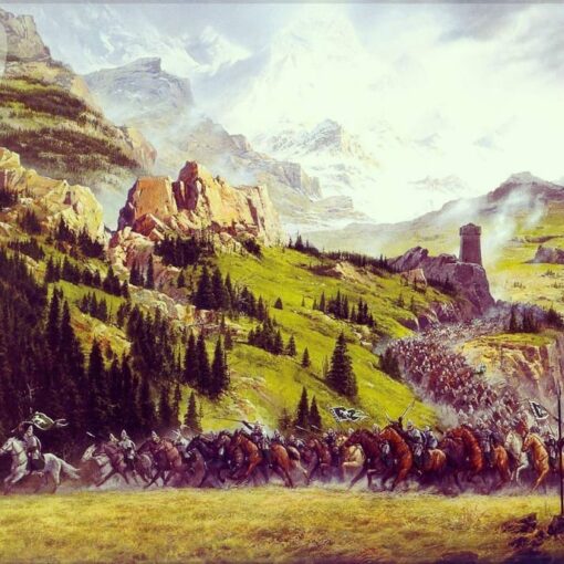 Rohirrim cavalry army beautiful landscape 1