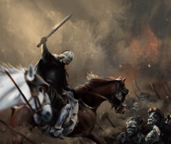 Immerse yourself in the heart-pounding action of The Lord of the Rings: The Two Towers with a captivating handmade oil painting on canvas, showcasing the epic charge of the Rohirrim against the Uruk-hai army of Isengard in the Helm's Deep battle. This unique artwork skillfully captures the intensity of the moment, tailored for passionate fans. Crafted with meticulous detail and vibrant colors, this high-quality painting becomes a prized addition to any collection, offering a visually compelling focal point that immortalizes the valorous clash between Rohirrim and Uruk-hai in Tolkien's iconic saga.