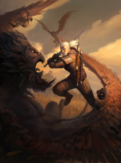 Delve into a captivating handmade oil painting on canvas showcasing Geralt of Rivia engaged in a fierce combat with a fantastical creature. Crafted with meticulous detail, this artwork vividly captures Geralt's bravery as he battles an otherworldly adversary, blending realism and fantasy. Ideal for fans of fantasy art and The Witcher series, this unique piece adds depth and excitement to any space, depicting Geralt's valor in confronting mythical foes. Immerse yourself in the dynamic portrayal of Geralt fighting a fantasy creature, creating a visually striking and enthralling scene within this mesmerizing artwork.