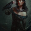 Explore an exquisite handmade oil painting on canvas presenting Yennefer of Vengerberg in a captivating portrait, accompanied by a crow perched gracefully on her arm. This meticulously crafted artwork captures Yennefer's enigmatic presence alongside the symbolic crow. Perfect for Witcher aficionados, this masterpiece showcases Yennefer in a compelling stance, adding an intriguing element to any collection. Immerse yourself in this enchanting portrayal, as Yennefer stands confidently with the crow, evoking a blend of mystery and elegance in a captivating artistic rendition.