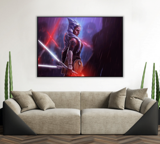 Experience the artistry of a handmade oil painting on canvas, showcasing a mesmerizing portrait of Ahsoka Tano. This unique artwork captures the essence of the beloved Star Wars character with vivid colors and intricate details. Immerse yourself in Ahsoka's strength and wisdom brought to life on canvas. Own a one-of-a-kind masterpiece that pays homage to this iconic figure.