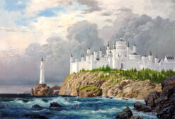 Immerse yourself in the allure of Gondor with our abstract oil painting on canvas, showcasing the majestic Dol Amroth castle amidst a stunning landscape. This artwork encapsulates the grandeur and beauty of the iconic castle, blending artistic abstraction with the enchanting scenery of Middle-earth. Each brushstroke embodies the essence of elegance and fantasy. Own this imaginative masterpiece, bringing the charm of Dol Amroth into your space and evoking the magic of Tolkien's expansive world.