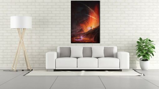 Immerse yourself in the heart of Star Wars with our Handmade Oil Painting depicting the intense Duel on Mustafar between Obi-Wan Kenobi and Anakin Skywalker. Witness the emotional intensity and skillful artistry in every stroke, capturing this iconic clash. Own a timeless piece of cinematic history and feel the power of the Force on your wall. Let the drama and excitement of this duel breathe life into your space. Acquire this masterpiece and relive the epic battle that shaped the destiny of the galaxy!