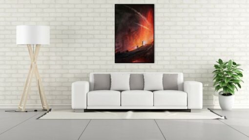 Step into the Star Wars saga with our Handcrafted Oil Painting showcasing the Duel on Mustafar – the epic clash between Obi-Wan Kenobi and Anakin Skywalker. Immerse yourself in the artistry that vividly brings this iconic duel to life on canvas, capturing every electrifying moment. Own a piece of cinematic brilliance and let the Force resonate through this captivating portrayal. Acquiring this timeless masterpiece allows you to relive the intense battle that forever altered the Star Wars galaxy. Don't miss this chance to commemorate this monumental duel through breathtaking artwork!