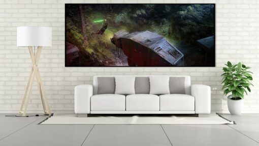 Discover the Force in this Handmade Oil Painting on Canvas! Luke Skywalker's Epic Jump Attack on an AT-AT unfolds on Endor's thrilling terrain. Witness the mastery of brushstrokes as Skywalker defies all odds. Bring this iconic Star Wars moment to life on your wall. Embrace the artistry and adventure in every stroke. Elevate your space with this vivid portrayal of the Rebellion's triumph