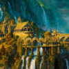 Adorn your wall with the serene charm of Rivendell portrayed in a stunning handmade oil painting on canvas. This artwork beautifully captures the picturesque landscape from The Lord of the Rings in a sunny ambiance, showcasing Rivendell's ethereal beauty. Crafted with meticulous detail and vibrant colors, this high-quality painting becomes a prized addition to any collection, offering a visually captivating portrayal that brings the warmth and splendor of Rivendell's sunny atmosphere to life in your space.