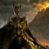 Sauron portrait in front of the Mount Doom Gorgoroth Mordor