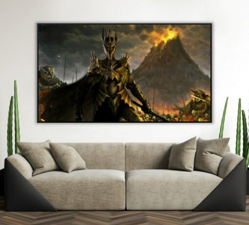 Sauron portrait in front of the Mount Doom Gorgoroth Mordor