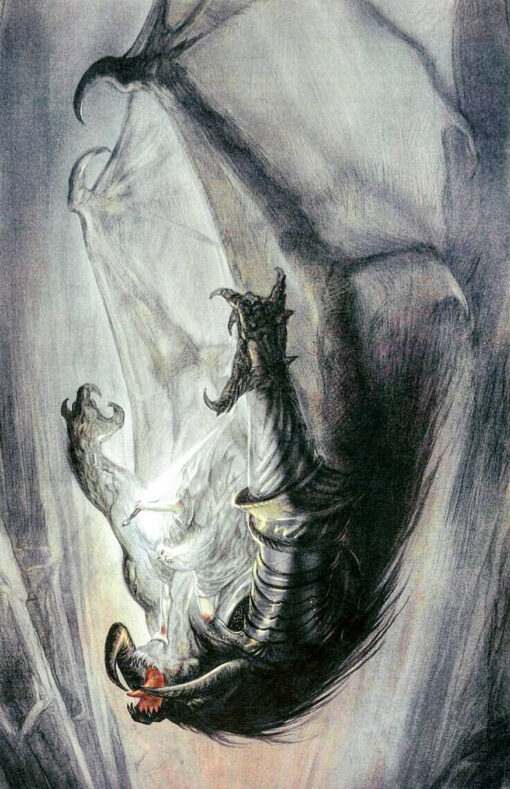 The Balrog dying falling down with Gandalf