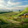 Step into the enchanting world of Middle-earth with our meticulously crafted handmade oil painting on canvas, portraying the idyllic and sunny landscape of Hobbiton, the charming hobbit town nestled in the Shire. This captivating artwork encapsulates the serene beauty of rolling hills, quaint homes, and lush greenery bathed in sunlight. Perfect for adorning your space, this picturesque portrayal of Hobbiton brings the magic of Tolkien's world to life, adding warmth and whimsy to any setting.