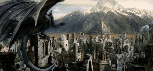 The Witch King on fellbeast contemplating Osgiliath