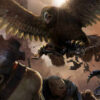 Tolkien eagles fighting Mordor army Orcs and Trolls