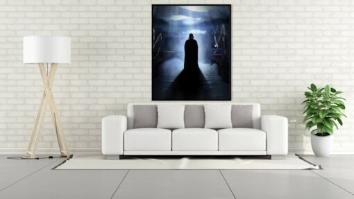 Discover an awe-inspiring handmade oil painting on canvas, showcasing Darth Vader in a powerful back view portrait. This artwork captures the Sith Lord's commanding presence and iconic silhouette. Immerse yourself in the intricate brushwork and dark tones that bring this Star Wars legend to life. Own a unique masterpiece that embodies Darth Vader's enigmatic allure.