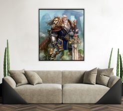 Behold a captivating handmade oil painting on canvas, presenting an aged Anduin Lothar from World of Warcraft. Every brushstroke intricately conveys the wisdom and maturity that define his character. A must-have for fans and art aficionados, this portrait immortalizes the iconic 