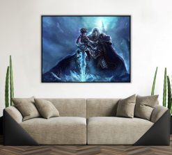 Witness an extraordinary handmade oil painting on canvas, depicting Arthas placing Frostmourne into the ground, conjuring the awakening of Sindragosa in the World of Warcraft saga. Each brushstroke meticulously captures this pivotal moment of dark sorcery and resurrection. A must-have for fans and art enthusiasts, this portrait brings to life the chilling narrative of the iconic Lich King. Immerse yourself in the haunting lore of Azeroth through this unique masterpiece. Possess a work of art that embodies power, darkness, and the supernatural. Don't miss the chance to have this impactful depiction grace your space—order now and elevate your surroundings with this legendary moment.