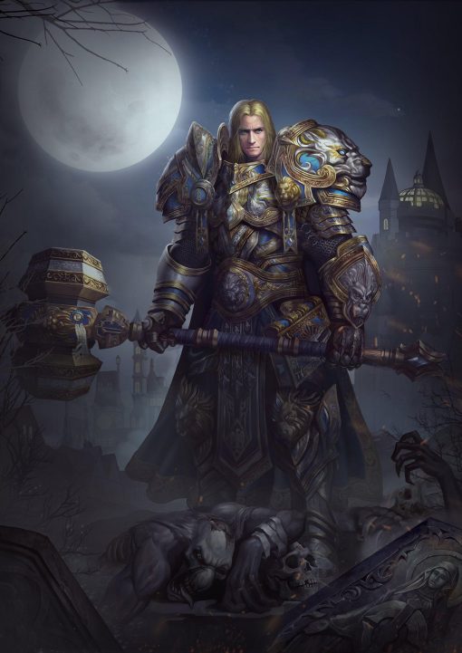 Indulge in the enchantment of a handmade oil painting on canvas, portraying Arthas Menethil adorned in his iconic Paladin regalia from World of Warcraft. This meticulously crafted artwork beautifully captures the noble essence of the once-heroic prince turned tragic Lich King. Perfect for fans and art enthusiasts alike, this portrait embodies the duality of Arthas's character. Immerse yourself in the epic tale of Azeroth through this unique masterpiece. Possess a work of art that symbolizes heroism and the struggle for redemption. Order now to have Arthas Menethil's iconic Paladin appearance grace your space with its timeless presence.
