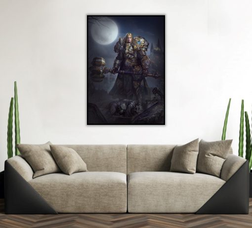 Behold an extraordinary handmade oil painting on canvas, featuring Arthas Menethil adorned in his revered Paladin armor from the World of Warcraft universe. Every brushstroke masterfully captures the essence of this once-heroic prince, now transformed into the tragic Lich King. A must-have for fans and art enthusiasts, this portrait beautifully encapsulates the dual nature of Arthas's character. Immerse yourself in the epic narrative of Azeroth through this unique masterpiece. Possess a work of art that symbolizes heroism, transformation, and destiny. Don't miss the opportunity to have Arthas Menethil's iconic Paladin persona grace your space—order now and elevate your surroundings with this legendary representation.