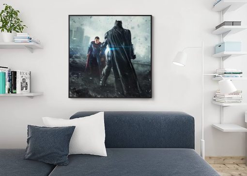 Unveil the Epic Duel: Handmade Batman vs. Superman Oil Painting! Witness the legendary face-off as Batman starts the epic battle against Superman in this meticulously crafted masterpiece. Every stroke embodies the intensity and determination of these iconic superheroes. Immerse yourself in vibrant colors and intricate details that bring the DC Comics universe to life. A must-have for superhero fans and art collectors, showcasing the ultimate clash of titans in the palm of your hand.
