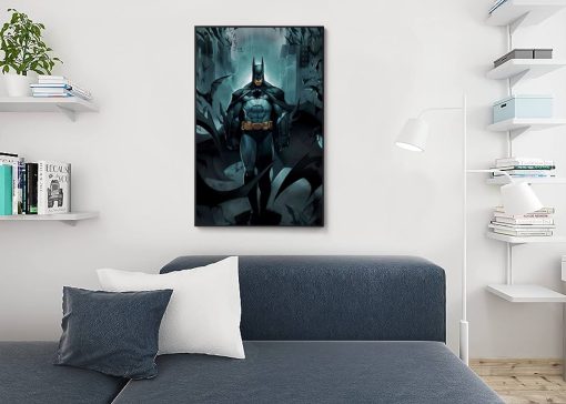Enter a world of artistry with this handmade oil painting capturing Batman in a dynamic stride, surrounded by a swirl of bats. This meticulously crafted artwork brings the Dark Knight to life, showcasing his commanding presence and connection with his iconic symbol. Marvel at the interplay of shadows and motion as bats encircle the vigilant hero. A true gem for art enthusiasts and Batman aficionados, this masterpiece embodies the enigmatic essence of Gotham's guardian in a visually stunning and evocative display.