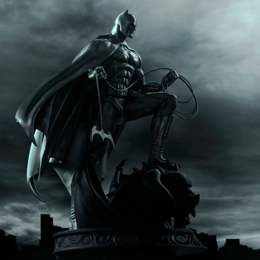 Enter the enigmatic world of this handcrafted oil painting, showcasing Batman in striking black and white against a city backdrop. The Dark Knight commands attention as he perches on a church spire, exuding an aura of mystery and strength. Immerse yourself in the artful interplay of monochrome tones, capturing the essence of Gotham's vigilant protector. This masterpiece is a must-have for art enthusiasts and avid Batman fans, bringing to life the timeless allure of the caped crusader in an enthralling display of grayscale artistry.