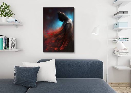 Immerse yourself in a breathtaking handmade oil painting on canvas, featuring Batman's iconic portrait with a stunning blend of vibrant red and blue tones. Marvel at the artist's expert brushstrokes, capturing the essence of Gotham's enigmatic hero. Elevate your space with this unique masterpiece, where artistic brilliance meets the bold colors of Batman's signature costume. Delve into Batman's world through this captivating canvas, perfect for enthusiasts and art lovers. Discover the powerful portrayal of Batman in this beautifully crafted piece, a fusion of artistry and the distinctive design of the Dark Knight.