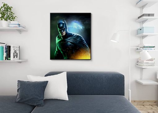 Step into the heart of Gotham City with a mesmerizing handmade oil painting on canvas, showcasing the iconic Batman in a captivating portrait, framed by the city's imposing skyline. This remarkable artwork beautifully captures the Dark Knight in exquisite detail, enveloped by the urban mystique. Immerse yourself in the rich, brooding colors that bring out Batman's enigmatic essence against the backdrop of his crime-ridden domain. A must-have for comic fans and collectors, this painting commemorates the timeless legacy of the Caped Crusader in a striking masterpiece.