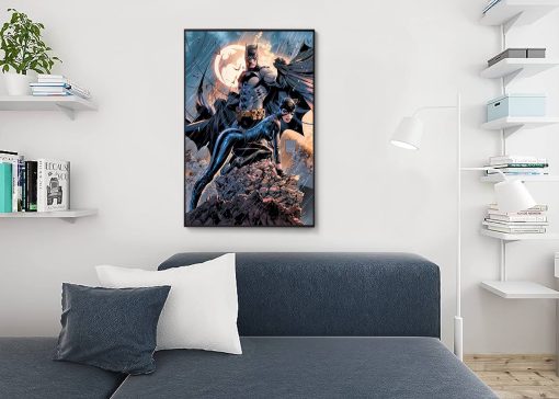 Dive into the magnetic tension of Gotham with a mesmerizing handmade oil painting on canvas, featuring Catwoman, her feline allure on full display as she sensually stands before Batman. This remarkable artwork skillfully portrays the complex dynamic and the irresistible chemistry between them in exquisite detail. Immerse yourself in the rich, evocative colors that enhance the allure of these iconic characters. A must-have for comic fans and collectors, this painting celebrates the captivating partnership of Batman and Catwoman in a provocative masterpiece.