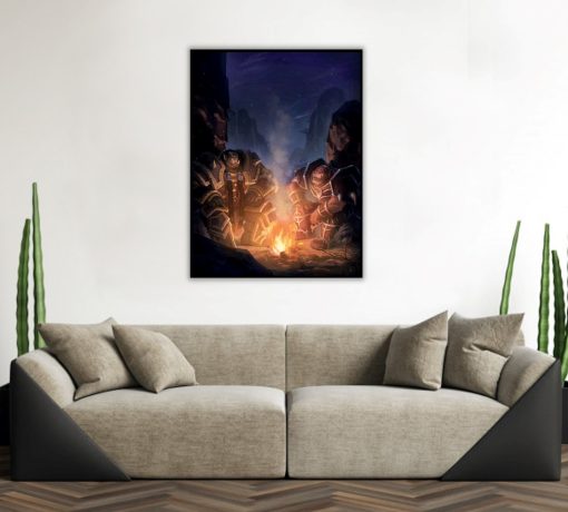 Immerse yourself in the magic of Azeroth with our handcrafted oil painting on canvas, showcasing Thrall and Mak'gora engaged in a friendly conversation by a flickering fire under the night sky. Each stroke of the brush brings this enchanting World of Warcraft scene to life, capturing the essence of camaraderie and storytelling. Limited in availability, this artwork embodies the true spirit of the Horde. Own a unique gaming treasure and infuse your space with the captivating charm of Warcraft. Order now and relive the epic tale of Thrall and Mak'gora in a visually stunning canvas masterpiece.