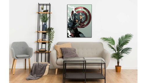 Experience the fierce aura of Captain America amidst a smoky backdrop in this handcrafted oil painting on canvas. The distinctive shield design subtly emerges in the background, adding to the drama and intrigue of this unique artwork. Immerse yourself in Marvel's iconic scene with this meticulously crafted masterpiece. Own a piece of superhero art that embodies intensity and power, capturing the essence of the legendary character in each stroke.