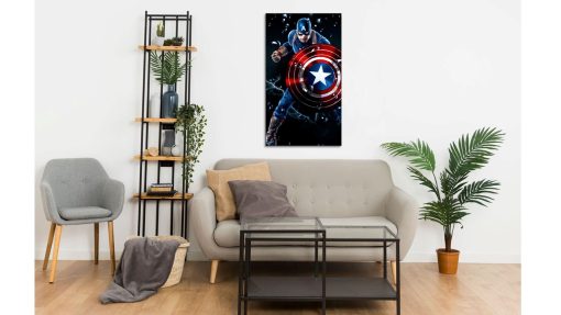 Experience the iconic prowess of Captain America in a stunning handmade oil painting on canvas, presenting a captivating portrait of the hero with his emblematic shield. This artwork skillfully captures the Marvel icon's determination and resilience, with striking colors and meticulous brushwork. Immerse yourself in this captivating masterpiece that embodies the hero's strength and honor. Own a piece of superhero artistry that pays homage to Captain America's legendary legacy, depicting his indomitable spirit and symbol of justice.