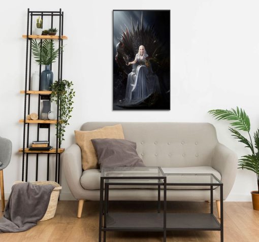 Embrace the iconic power struggle with our handcrafted oil painting on canvas, featuring Daenerys Targaryen seated on the formidable Iron Throne. Immerse yourself in the intricate brushwork and vibrant colors that bring this fantasy world to life. Experience the essence of ambition and royalty depicted in this exclusive Game of Thrones-inspired artwork. Elevate your space with this majestic masterpiece embodying the essence of a legendary queen. Limited availability – secure yours today and make a regal statement in your decor.