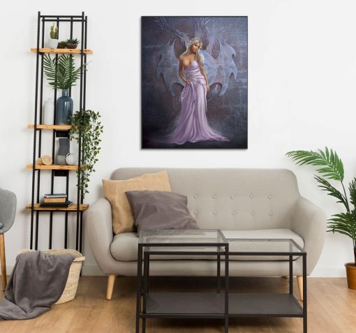 Transform your space with an exquisite canvas oil painting showcasing the enchanting Daenerys Targaryen. She graces the canvas in a captivating dress, embodying her regal allure. This hand-painted masterpiece is a perfect addition for fans and art connoisseurs, infusing a touch of fantasy into your decor. Don't miss the opportunity to own a one-of-a-kind artwork celebrating the beauty and grace of this iconic character.