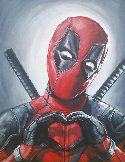 Inject humor and playfulness into your space with a whimsical handmade oil painting on canvas, capturing Deadpool in a comical moment as he creates a heart shape with his hands. This extraordinary artwork skillfully portrays Deadpool's irreverent charm and offbeat humor in intricate detail. Immerse yourself in the vibrant colors that bring this iconic character to life. A must-have for fans and collectors, this painting celebrates the lighthearted side of Deadpool in a hilarious masterpiece.