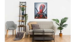 Infuse your space with laughter and charm through a delightful handmade oil painting on canvas, featuring Deadpool in a whimsical moment as he forms a heart shape with his hands. This extraordinary artwork skillfully captures Deadpool's irreverent humor and playful personality in intricate detail. Immerse yourself in the vibrant colors that bring this iconic character to life. A must-have for fans and collectors, this painting celebrates the lighthearted and comical side of Deadpool in a hilarious masterpiece.