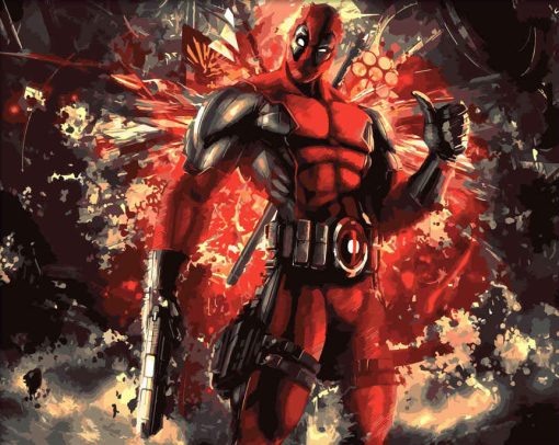 Transform your space with a captivating handmade oil painting on canvas, showcasing a dynamic Deadpool portrait set against an explosive red background. This extraordinary artwork skillfully captures Deadpool's irreverent charm and the intensity of his world in intricate detail. Immerse yourself in the rich red color harmony that amplifies the essence of this iconic character. A must-have for fans and collectors, this painting celebrates Deadpool's bold presence in a stunning masterpiece.