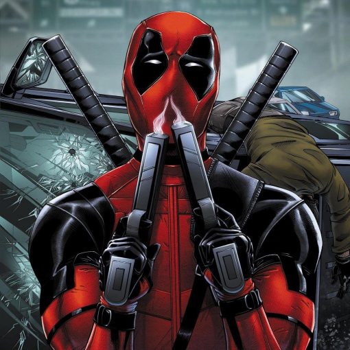 Immerse yourself in the chaotic world of Deadpool with a captivating handmade oil painting on canvas. This extraordinary artwork features Deadpool in a moment of humor and irreverence as he playfully sniffs the smoke from his two guns, set against a turbulent and chaotic backdrop. The rich and vibrant colors bring this iconic character to life in intricate detail. A must-have for fans and collectors, this painting celebrates the unique and unpredictable essence of Deadpool in a stunning masterpiece.