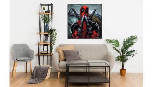 Step into the unpredictable world of Deadpool with a mesmerizing handmade oil painting on canvas. This exceptional artwork captures Deadpool in a playful moment, humorously sniffing the smoke from his twin guns, all set against a backdrop of chaos and excitement. The vivid and dynamic colors breathe life into this iconic character, showcased in meticulous detail. A must-have for fans and collectors, this painting celebrates the unconventional and thrilling essence of Deadpool in a stunning masterpiece.