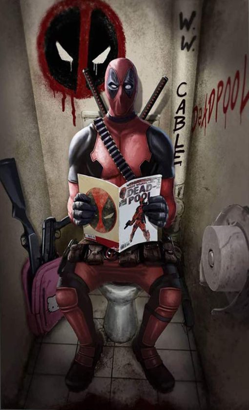 Inject humor into your space with our abstract oil painting on canvas, showcasing Deadpool in a playful and unexpected pose—sitting on a toilet. This artwork captures the irreverent essence of the iconic character, blending artistic abstraction with a dash of wit. Each brushstroke embodies the essence of fun and entertainment. Own this imaginative masterpiece, bringing laughter and Deadpool's quirky charm into your surroundings, making a bold and amusing statement for fans and art enthusiasts alike.