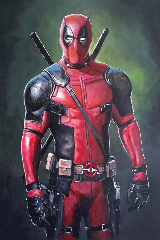 Elevate your space with a captivating handmade oil painting on canvas, highlighting a striking Deadpool portrait. This extraordinary artwork skillfully captures Deadpool's irreverent charm and humor in intricate detail. Immerse yourself in the rich and vibrant colors that accentuate the essence of this iconic character. A must-have for fans and collectors, this painting celebrates the offbeat appeal of Deadpool in a stunning masterpiece.