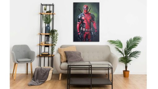 Transform your space with a captivating handmade oil painting on canvas, featuring a striking portrait of Deadpool. This remarkable artwork skillfully captures Deadpool's irreverent charm and unique personality in intricate detail. Immerse yourself in the rich and vibrant colors that enhance the essence of this iconic character. A must-have for fans and collectors, this painting celebrates the offbeat and humorous side of Deadpool in a stunning masterpiece.