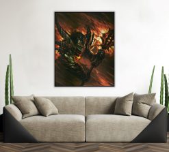 Dive into the turbulent world of Azeroth with a mesmerizing handmade oil painting on canvas, featuring the legendary Deathwing in a tumultuous, chaotic atmosphere. This remarkable artwork skillfully conveys the character's devastating presence amid the havoc of the World of Warcraft universe. Immerse yourself in the vivid details and the stormy colors that capture Deathwing's malevolent essence. A must-have for WoW fans and collectors, celebrating the chaotic power of this iconic character in a captivating masterpiece.