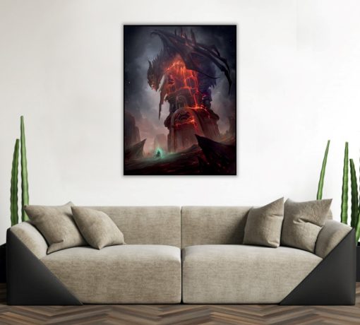 Step into the world of Azeroth with a captivating handmade oil painting on canvas, featuring the formidable Deathwing in a commanding posture that radiates power and grandeur. This extraordinary artwork skillfully conveys the character's imposing presence. Immerse yourself in the rich details and vivid colors that capture the essence of Deathwing's might. A must-have for WoW fans and collectors, celebrating the awe-inspiring stature of this iconic character in a striking masterpiece.