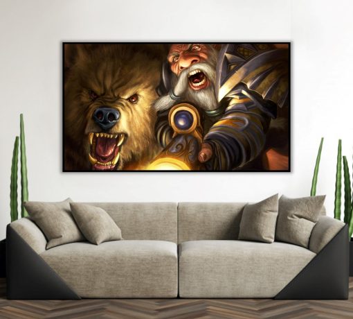 Experience the epic world of Azeroth with a stunning handmade oil painting on canvas, featuring a valiant Dwarf Hunter and his faithful bear companion from World of Warcraft. This exceptional artwork encapsulates the spirit of teamwork and adventure in the game. Perfect for WoW fans and art connoisseurs, this piece adds a touch of fantasy and camaraderie to your decor, making it a treasured addition to your collection.