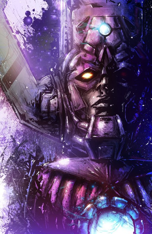 Immerse yourself in the cosmic grandeur of Galactus with this stunning handmade oil painting on canvas. The artwork portrays Galactus in a mesmerizing purple harmony, capturing the essence of his imposing presence. Explore the vibrant hues and intricate brushstrokes that bring the Marvel antagonist to life. Own a piece of supervillain artistry that embodies power and majesty, showcasing Galactus in a captivating and rich purple palette, creating a visually striking masterpiece.