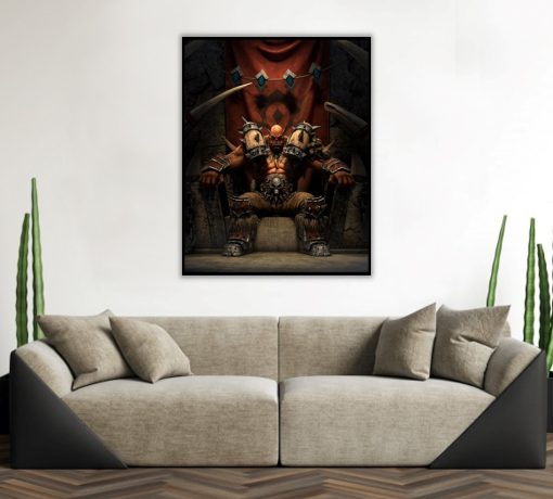 Immerse yourself in the world of Warcraft with a captivating handmade oil painting on canvas, featuring Garrosh Hellscream seated regally upon his throne. The masterful brushwork and intricate detailing bring this iconic character to life, captivating fans and fantasy art connoisseurs alike. Enhance your living space with this extraordinary artwork, showcasing Garrosh's commanding presence. Secure your order today to own a one-of-a-kind masterpiece that celebrates the essence of this beloved gaming figure. Marvel at the artistry that captures the spirit of the Warcraft universe.