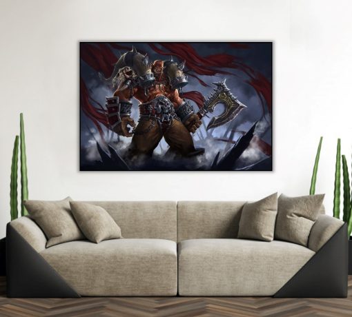 Delve into a mesmerizing handmade oil painting on canvas, capturing Garrosh Hellscream standing triumphantly on a battlefield, axe in hand. The skillful brushwork and vivid colors bring this iconic Warcraft moment to life, resonating with fans and fantasy art aficionados. Elevate your space with this unique artwork, immortalizing Garrosh's formidable warrior prowess. Secure your order today to own a remarkable portrayal of this beloved gaming figure amidst the aftermath of battle. Marvel at the artistry that encapsulates the essence of the Warcraft universe.